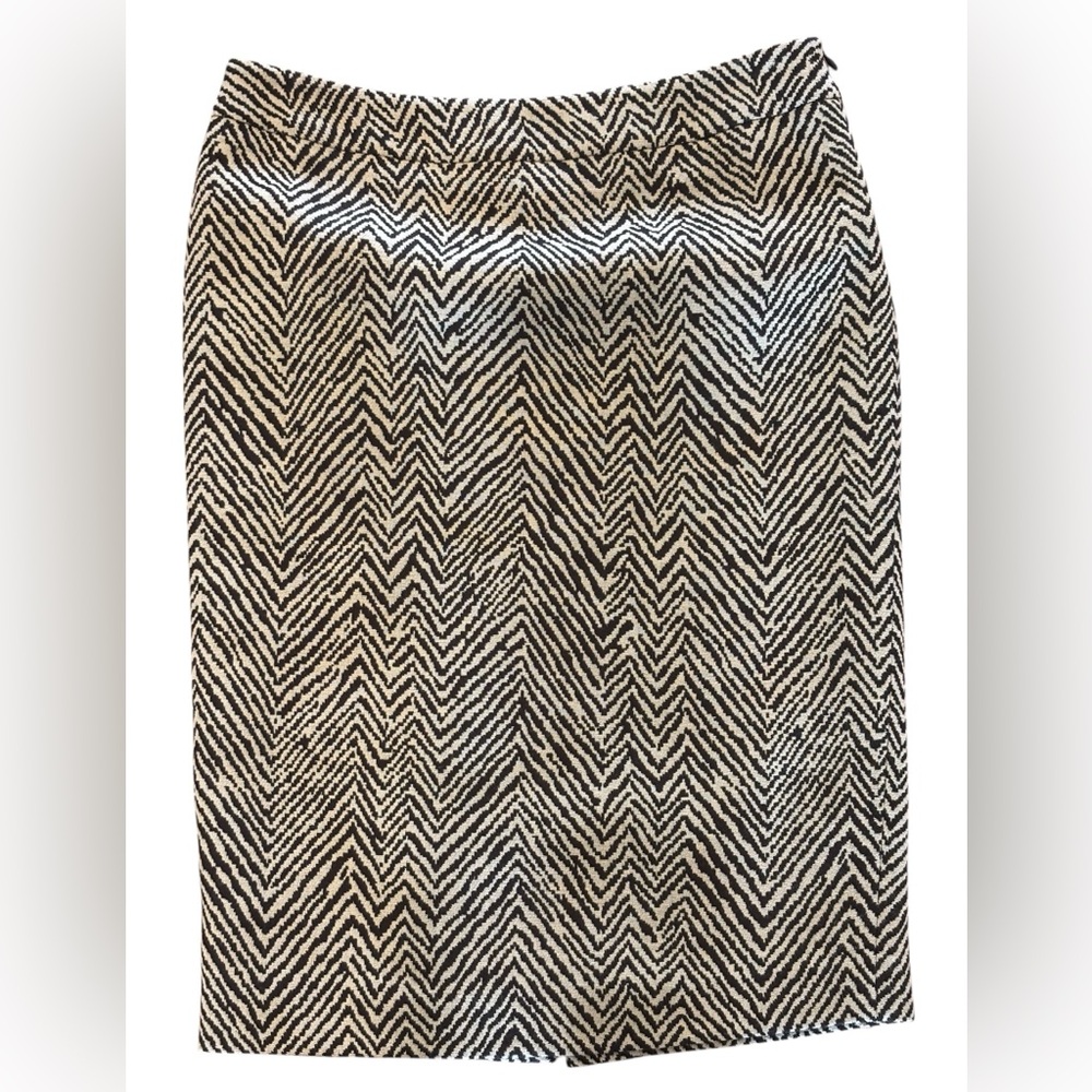 LES COPAINS Wool Blend Pencil Skirt Chocolate Brown Cream Pattern IT 40 /‎ US 4